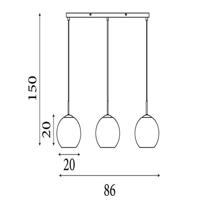 Hanglamp Balls 3Lt Ø20cm - Chrome & Clear Glass