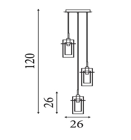 Hanglamp Duo I 3Lt getrapt - Chrome Metal & Double Glass