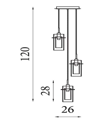 Hanglamp Duo III 3Lt getrapt - Bronze Metal & Champagne Glass by Searchlight