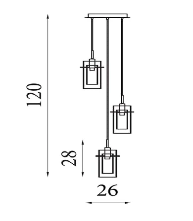 Hanglamp Duo I 5Lt getrapt- Satin Silver Metal & Glass by Searchlight