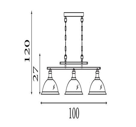 Hanglamp Bistro 3Lt - Antique Brass Metal & Acid Glass