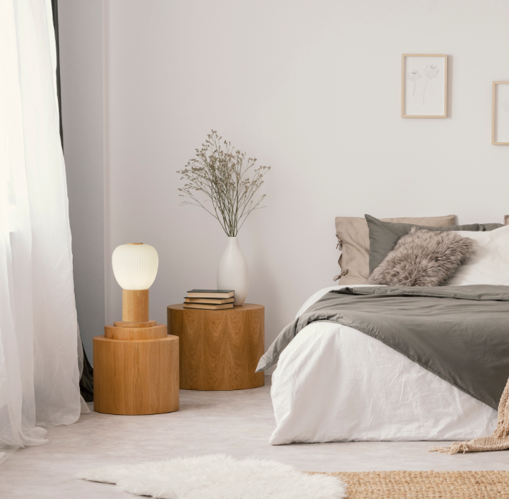 Tafellamp Ella - Wood & Opal Ribbed Glass