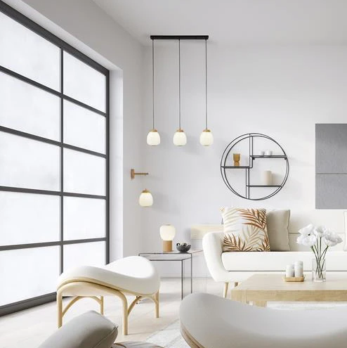 Wandlamp Ella - Brass Metal, Wood & Opal Ribbed Glass by Searchlight