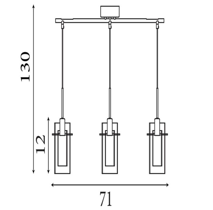 Hanglamp Duo I 3Lt - Chrome Metal & Double Glass