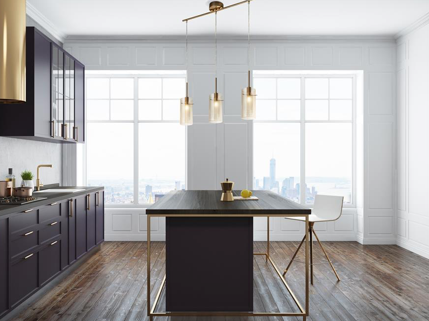 Hanglamp Duo III 3Lt - Bronze Metal & Champagne Glass