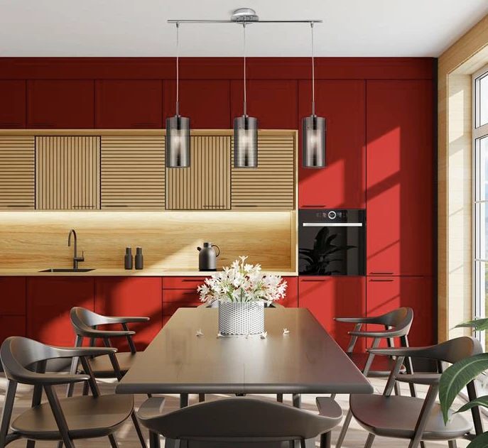 Hanglamp Duo II 3Lt - Satin Silver & Smoked Glass by Searchlight