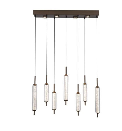 Hanglamp Cattail 7Lt LED Latte metal with clear glass by Searchlight