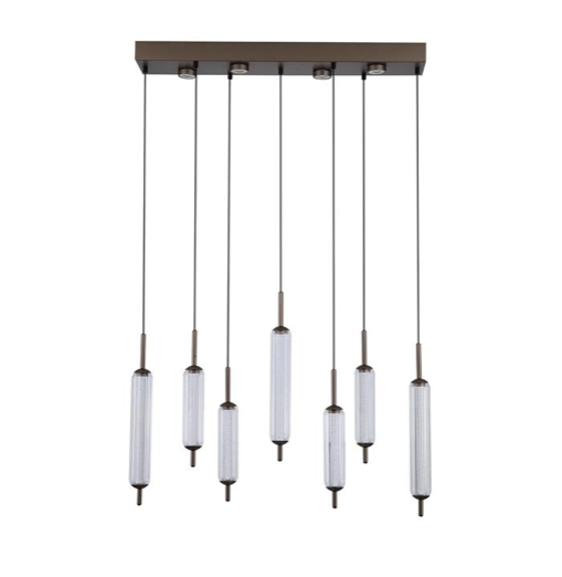 Hanglamp Cattail 7Lt LED Latte metal with clear glass
