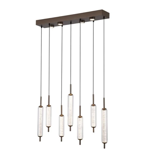 Hanglamp Cattail 7Lt LED Latte metal with clear glass by Searchlight