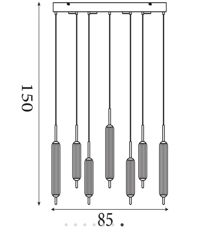 Hanglamp Cattail 7Lt LED Latte metal with clear glass