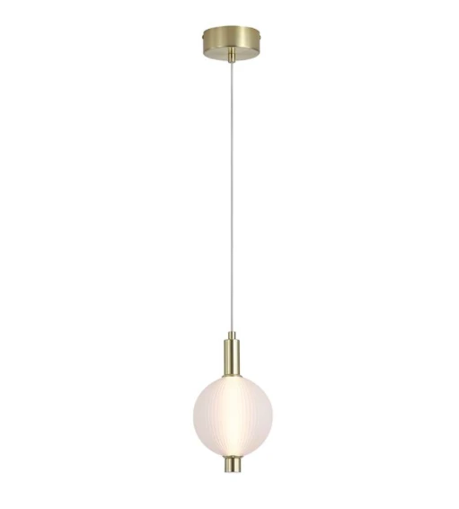 Hanglamp Luminique LED, Satin Brass Metal with Glass by Searchlight