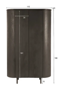 Kast Tobago Espresso 180cm by Livingfurn