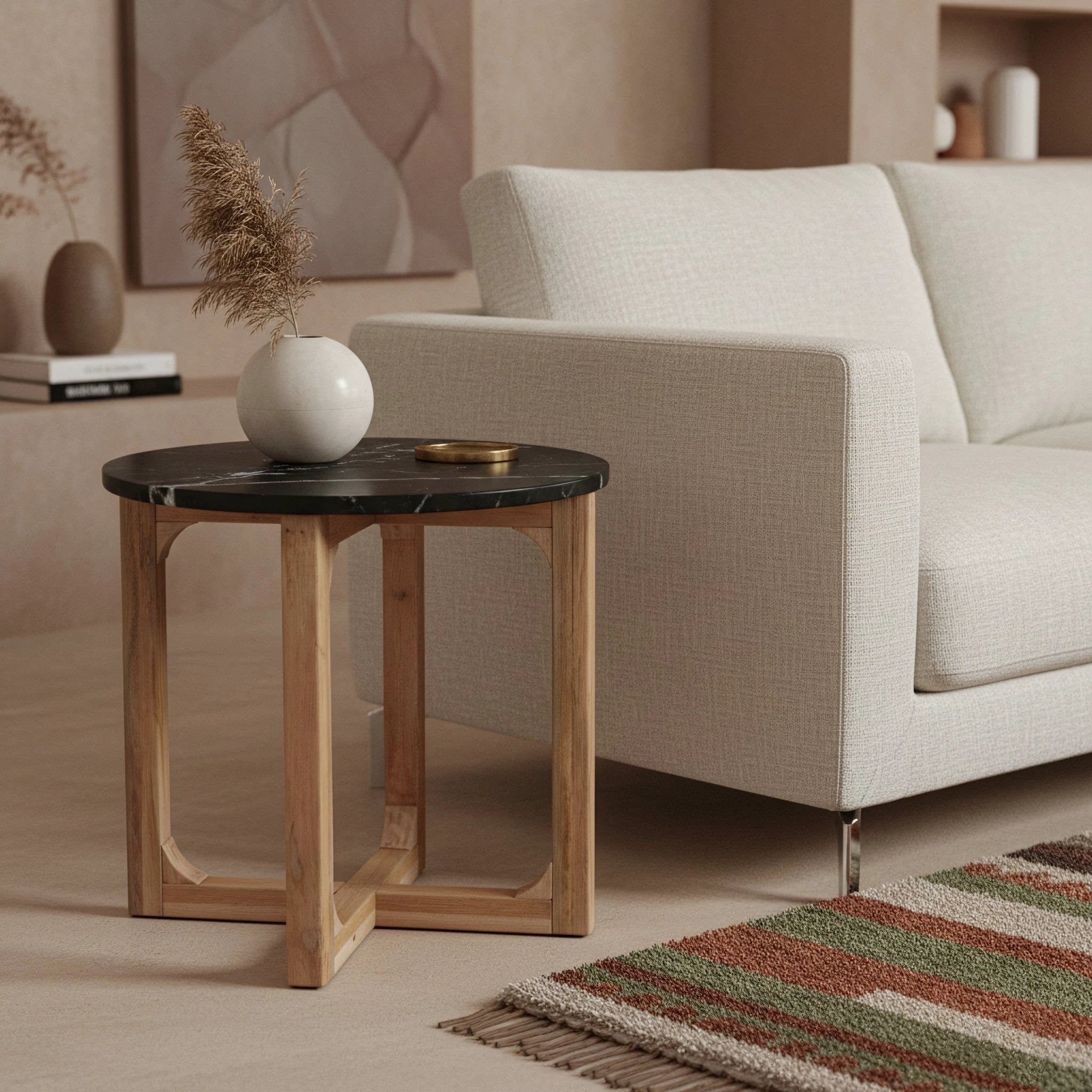 bijzettafel Marmer rond Zwart by Raw Materials Amsterdam