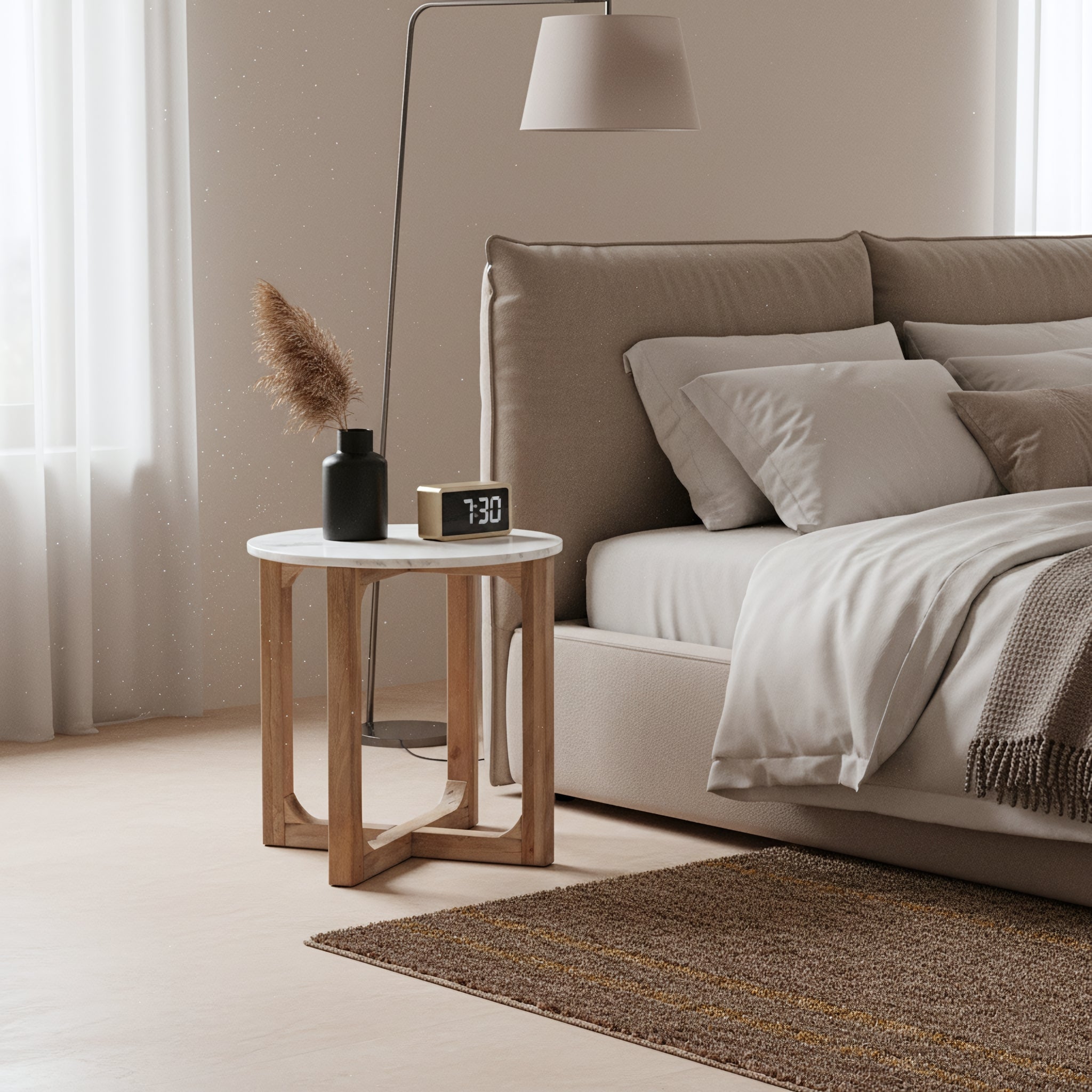 bijzettafel Marmer rond wit