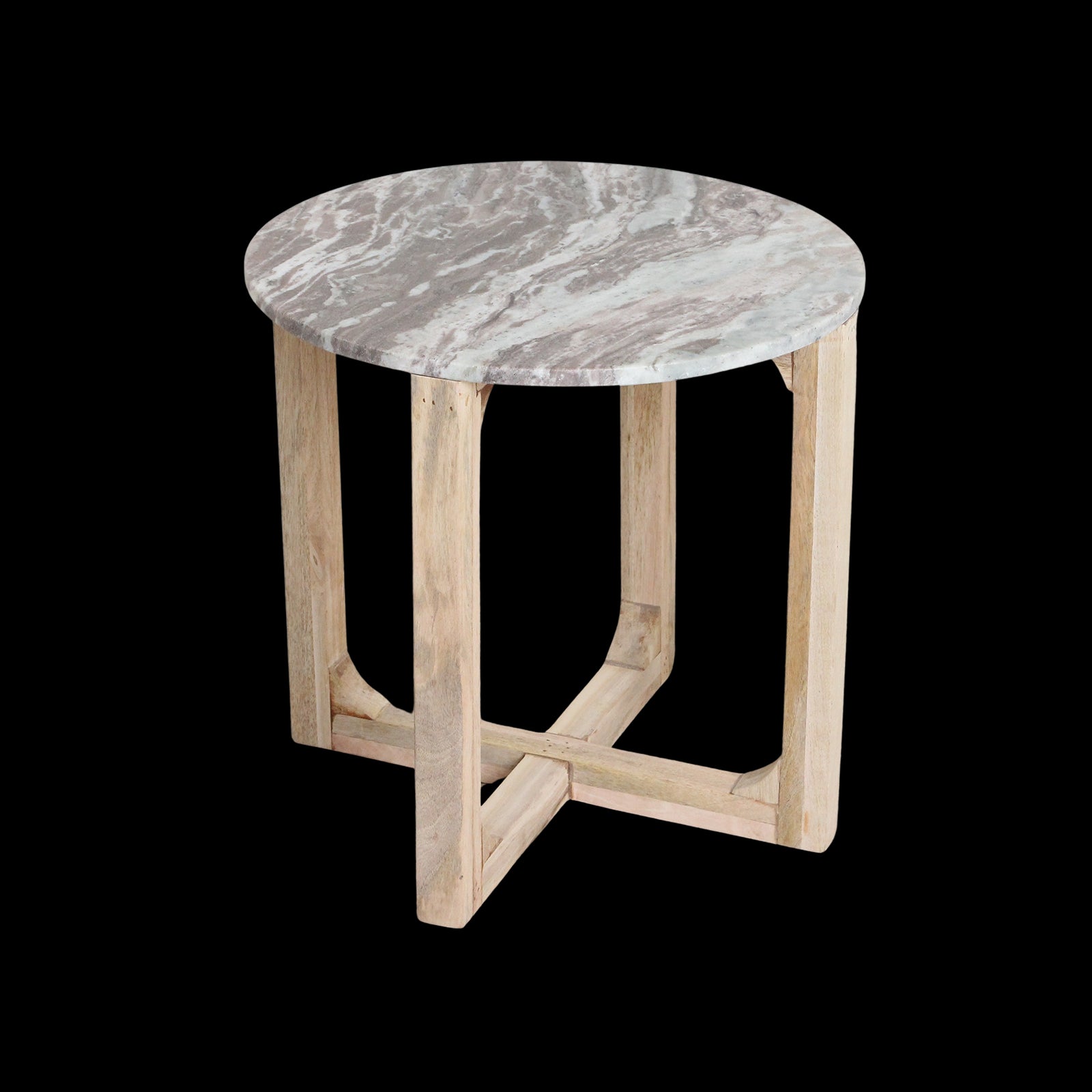 bijzettafel Marmer rond naturel