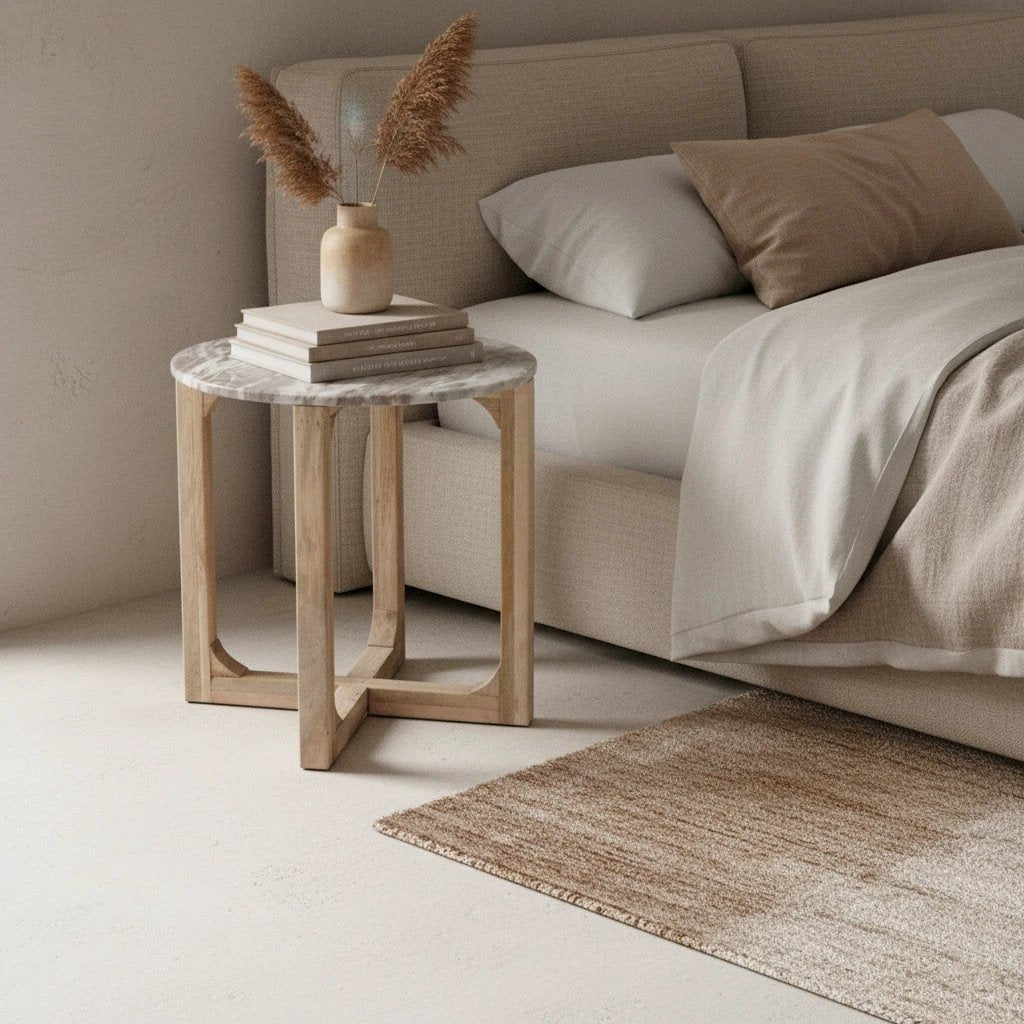 bijzettafel Marmer rond naturel by Raw Materials Amsterdam