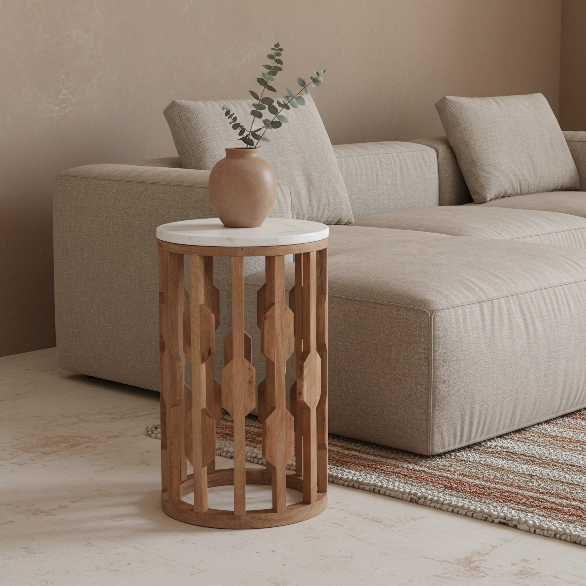 bijzettafel Atjeh marmeren - wit by Raw Materials Amsterdam