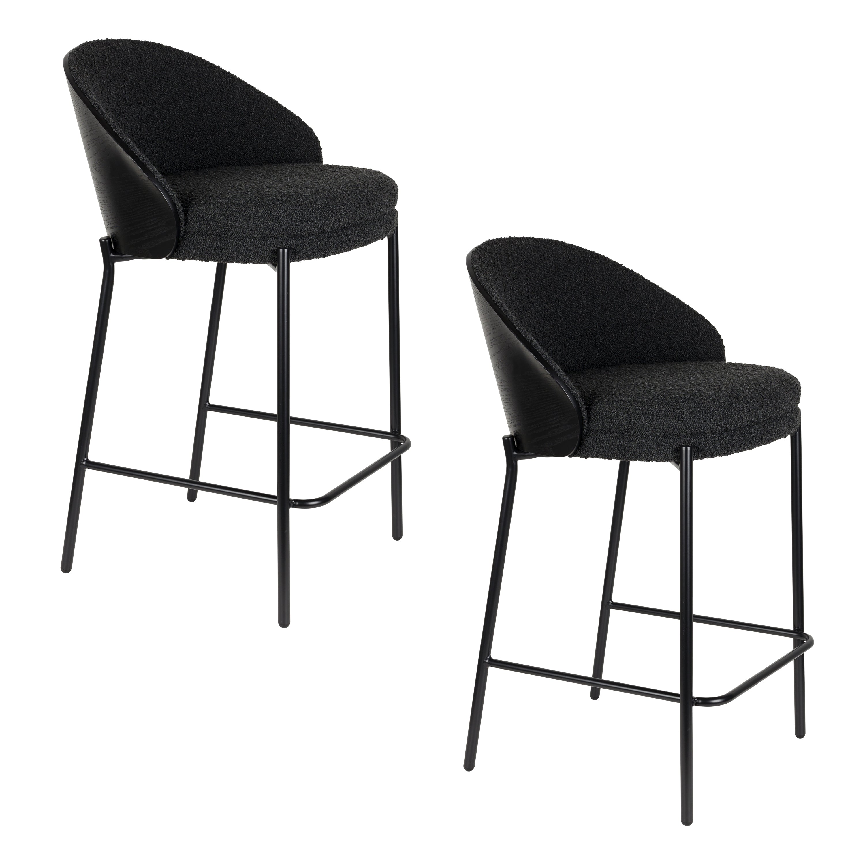 Counter Chair Rodin Bouclé Black