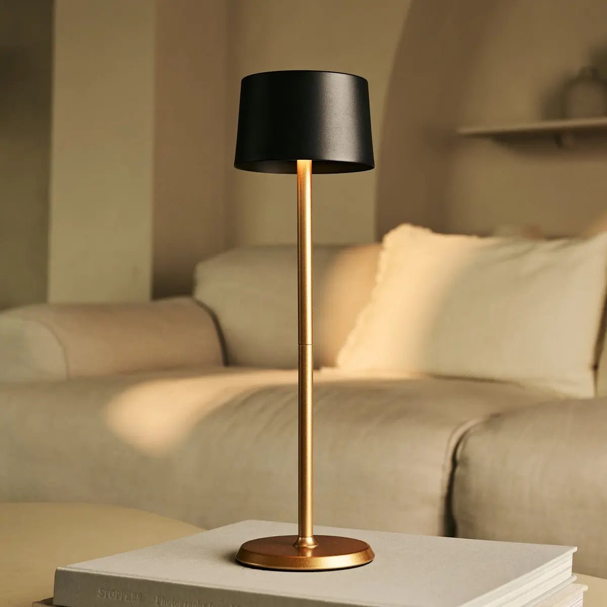 Tafellamp oplaadbaar David Zwart & Goud 2 op 1 met verstelbare hoogte