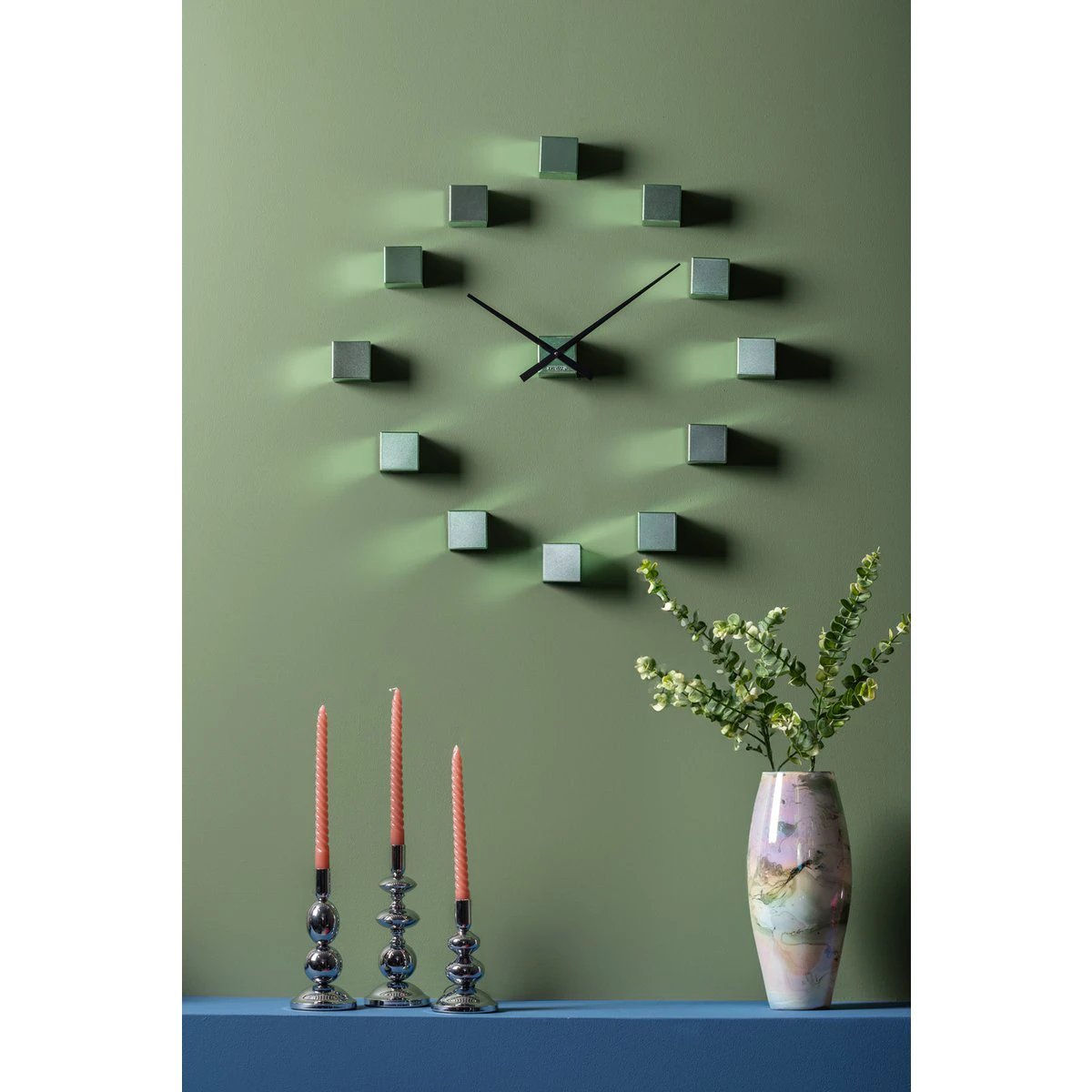 Wandklok DIY Kubiek Metallic Groen by Karlsson