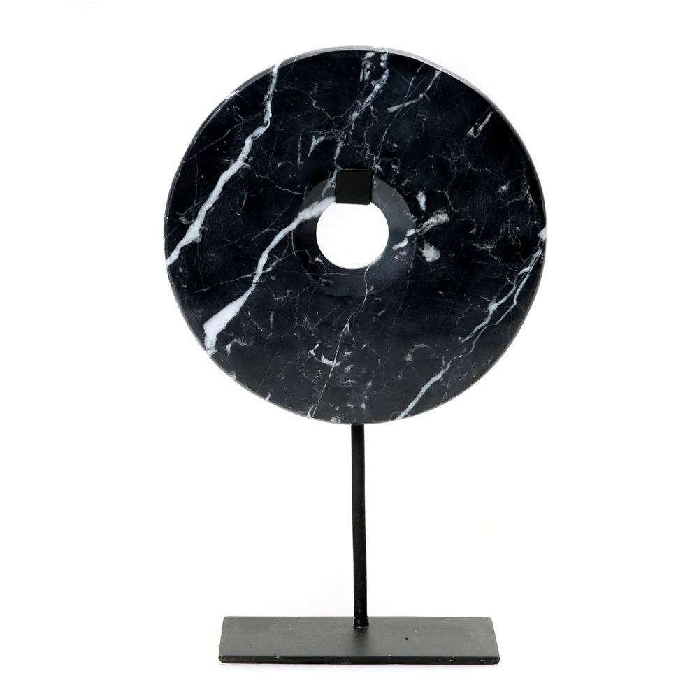 De Marmeren Disc op Stand - Zwart - L by Bazar Bizar Antwerp