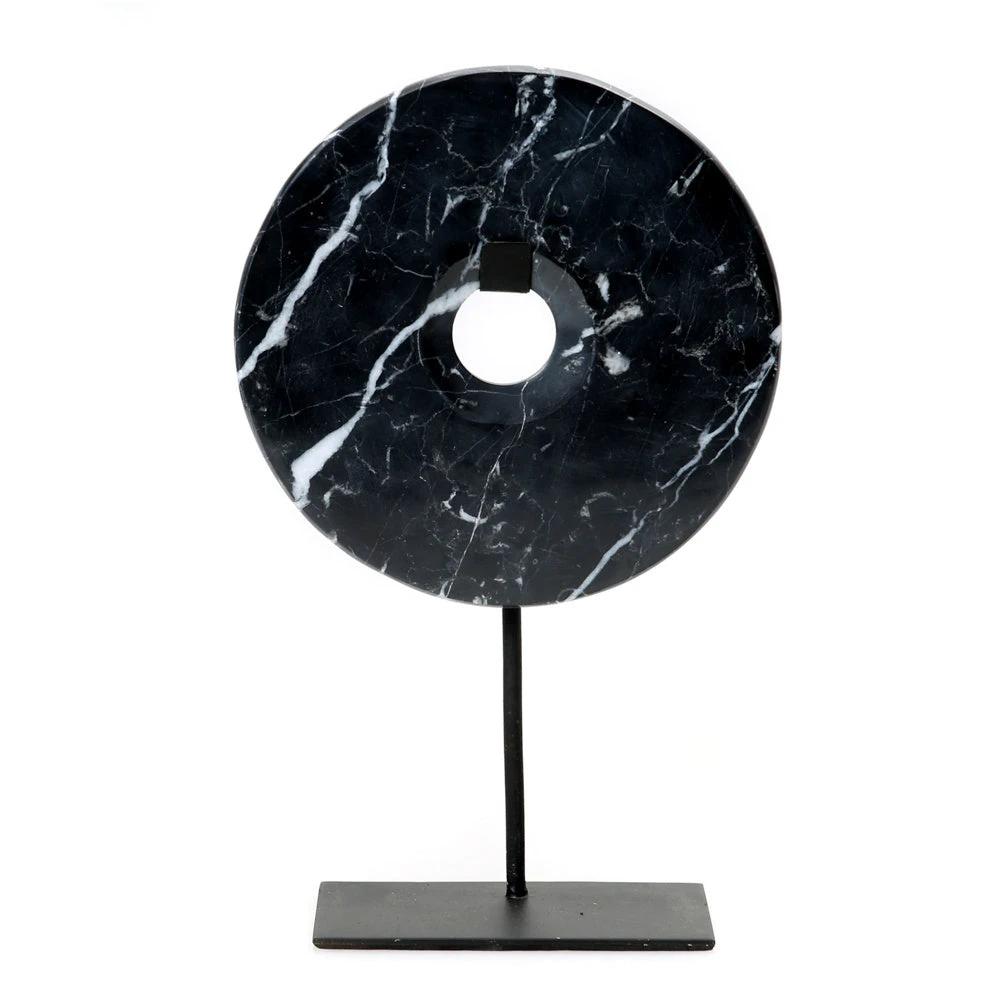 De Marmeren Disc op Stand - Zwart - L by Bazar Bizar Antwerp