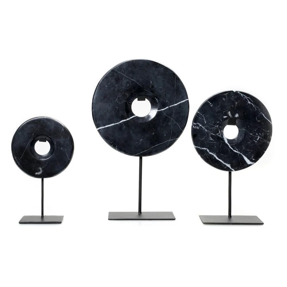 De Marmeren Disc op Stand - Zwart - L by Bazar Bizar Antwerp