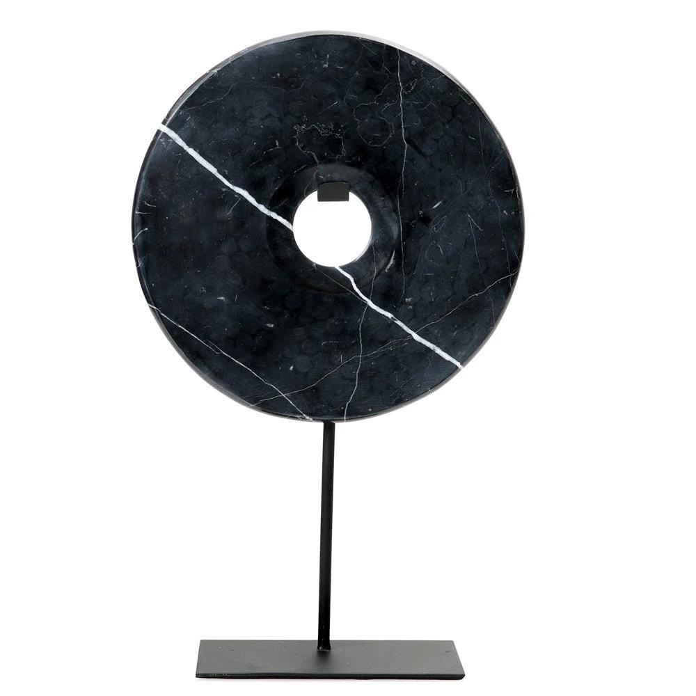 De Marmeren Disc op Stand - Zwart - L by Bazar Bizar Antwerp