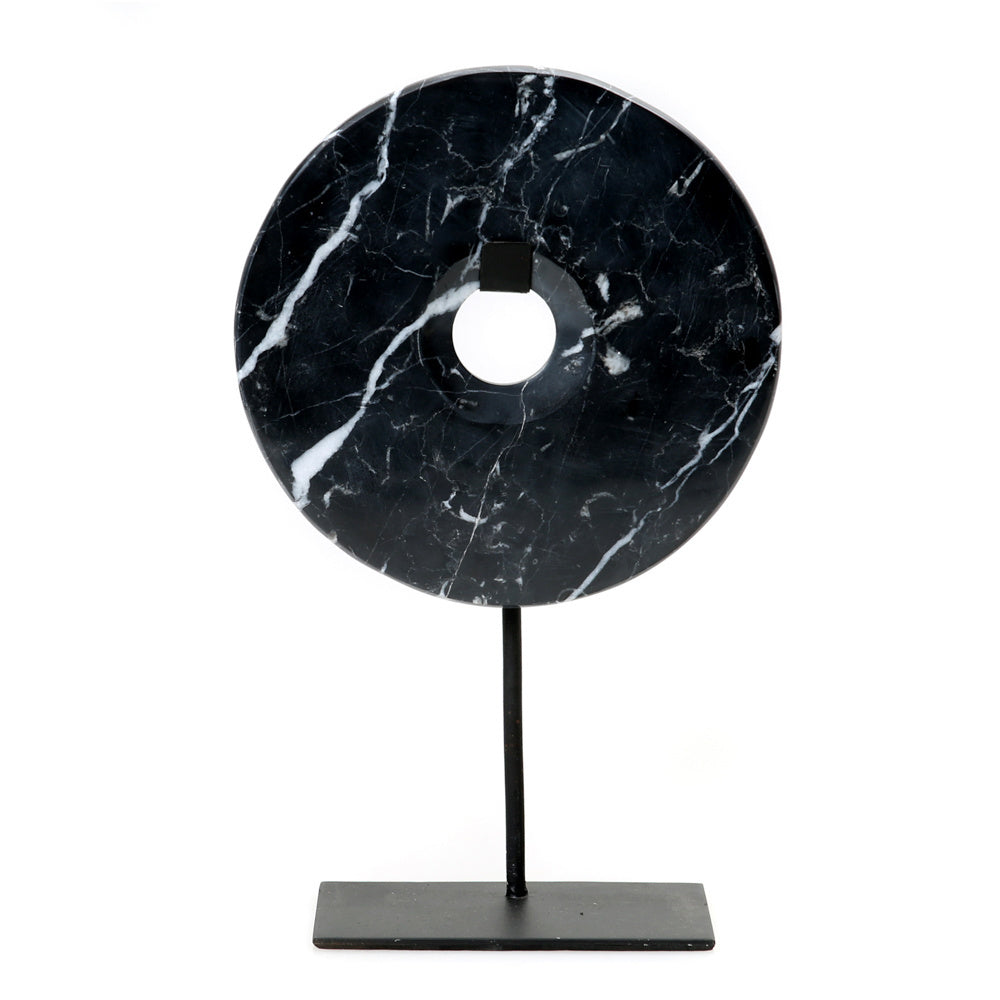 De Marmeren Disc op Stand - Zwart - L by Bazar Bizar Antwerp