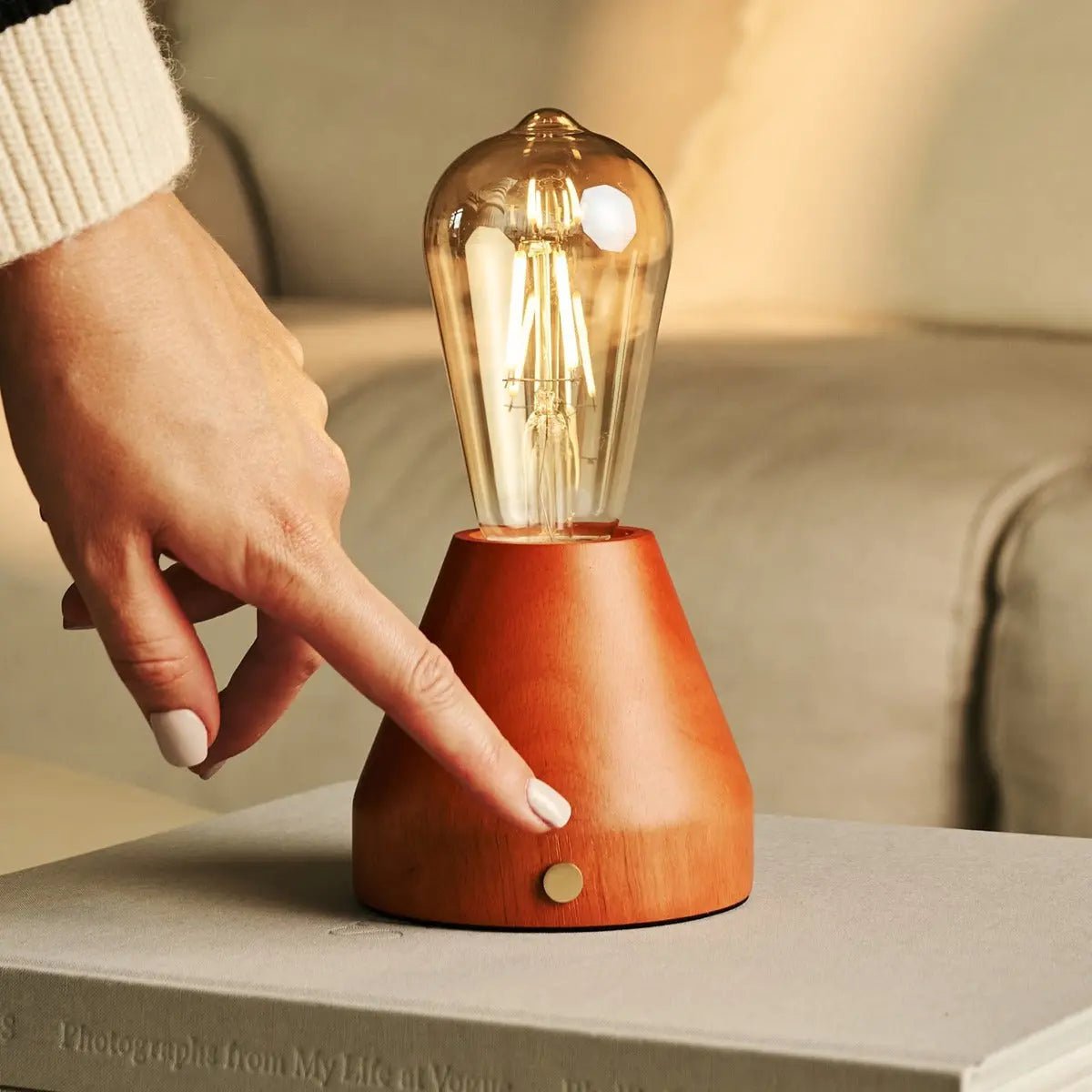 Tafellamp oplaadbaar Zavi kastanje bruin