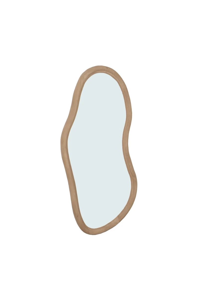 Rode Brix Sophie L spiegel met ronde houten rand, muurbevestiging en grote spiegeloppervlakte voor moderne interieurstijl