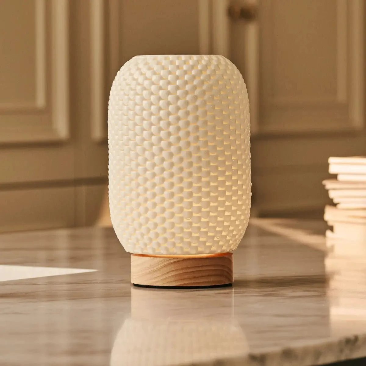 Tafellamp oplaadbaar Aurora lichtbruin by Tavellio - Amsterdam