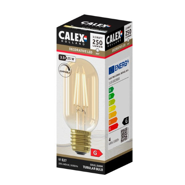LED Filament Lamp - E27 - Buis 3.5W - Goud - depauwwonen