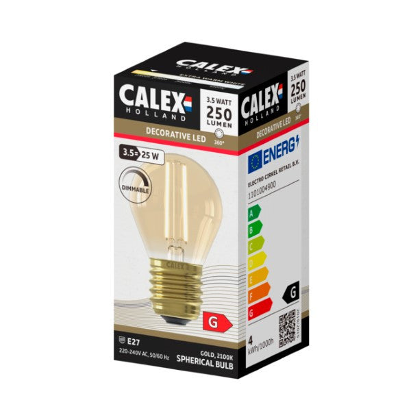 LED Filament Lamp - E27 - Kogel P45 - Goud - depauwwonen