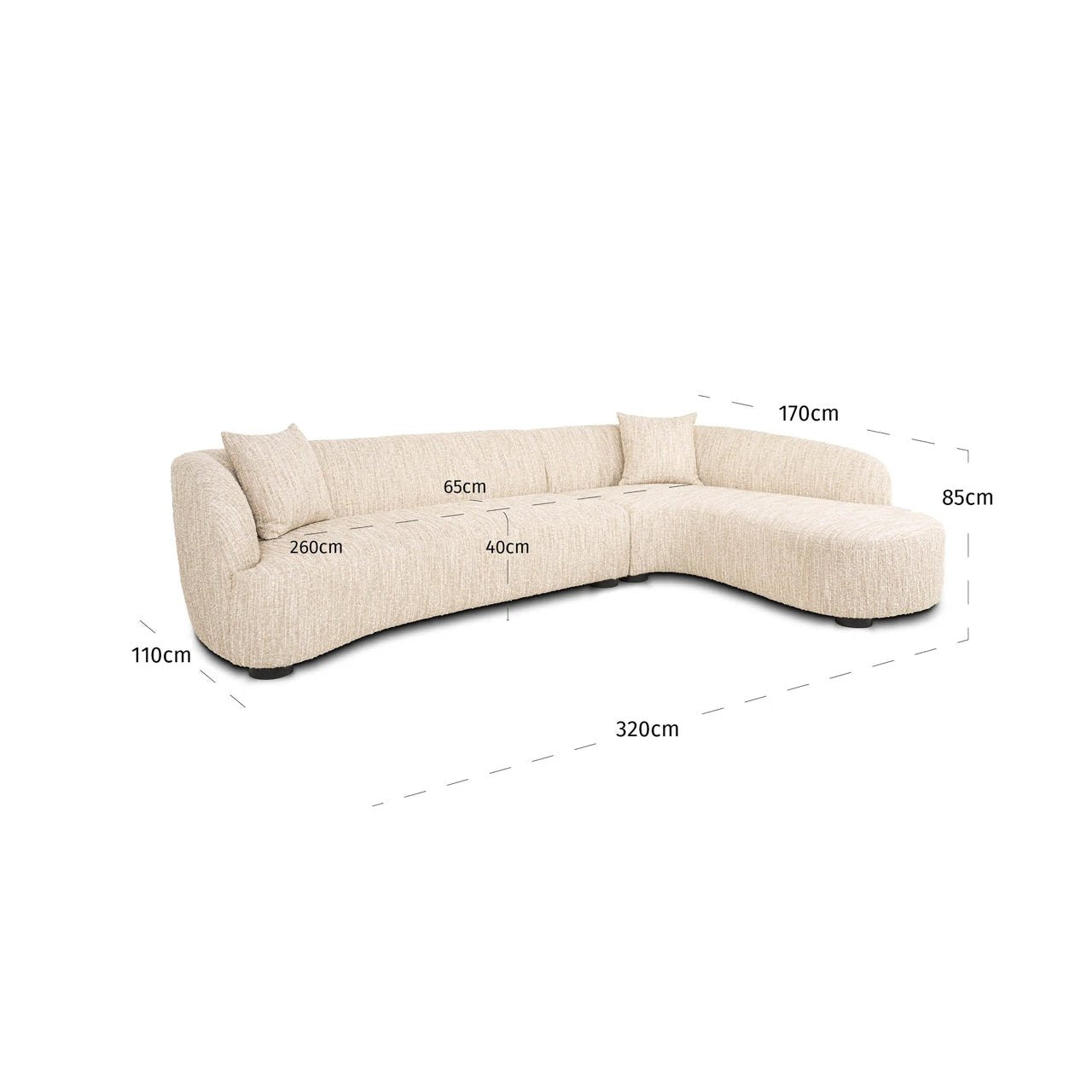 Bank Pandora beige angora lounge rechts by Richmond Interiors