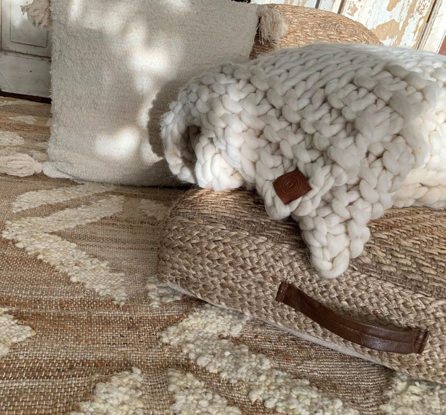 Vloerkleed jute en natuurlijke Nieuw-Zeelandse wol - in 3 maten by Rocaflor