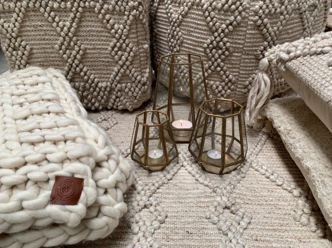 Vloerkleed wol, PET-katoen zandbeige - in 4 maten by Rocaflor