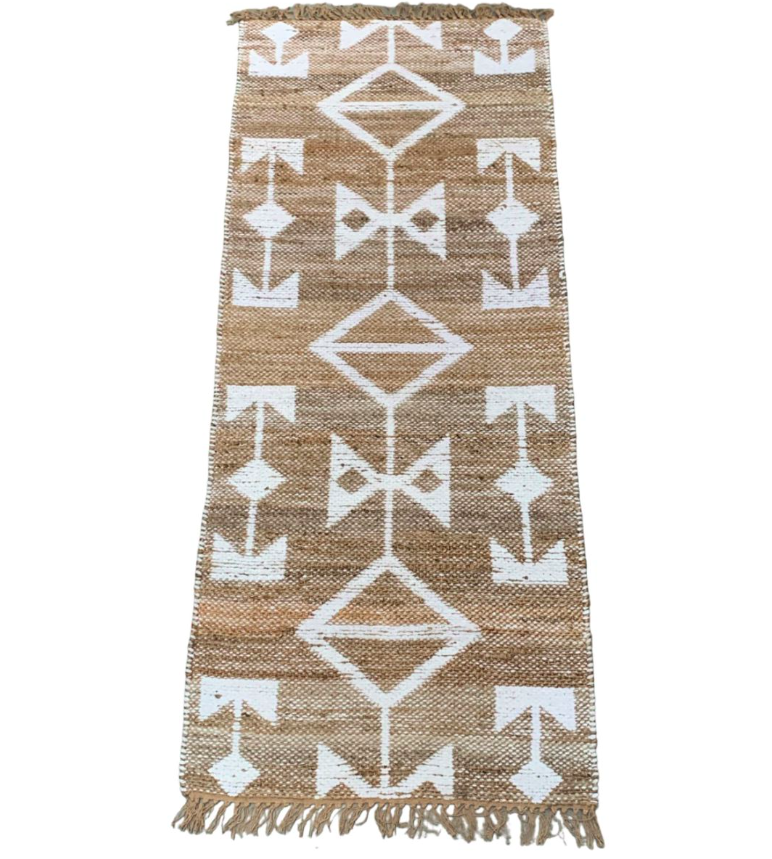 Gangloper vloerkleed jute witte chenille 80x200 - depauwwonen