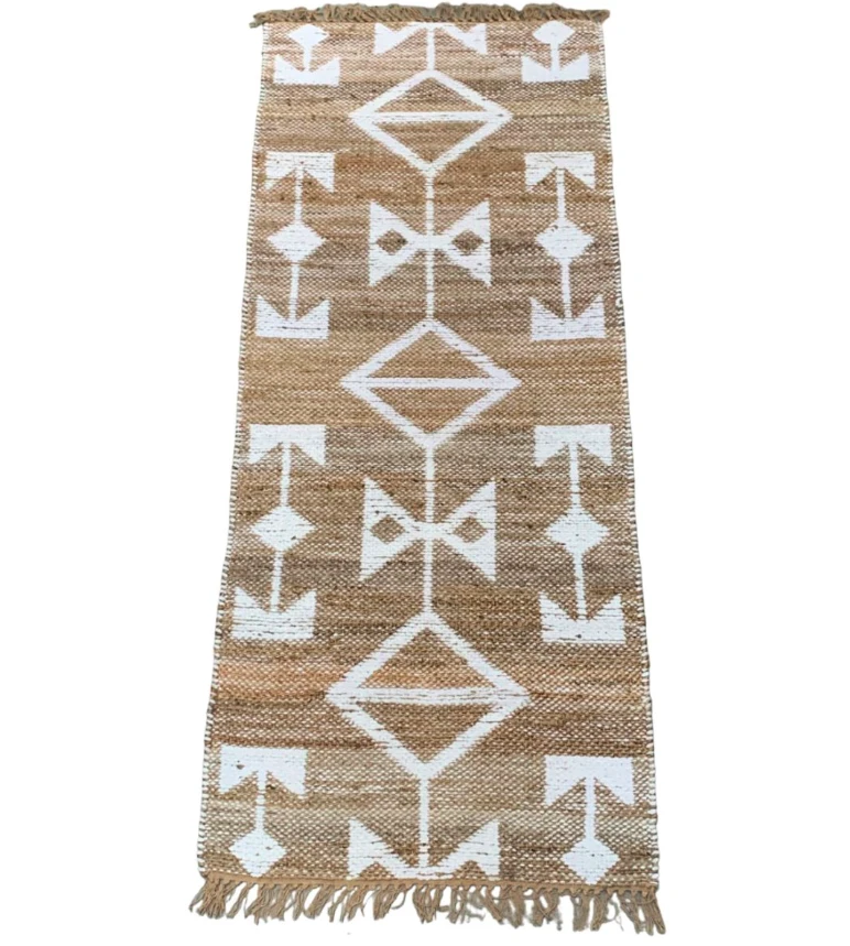 Gangloper vloerkleed jute witte chenille 80x200 by Rocaflor