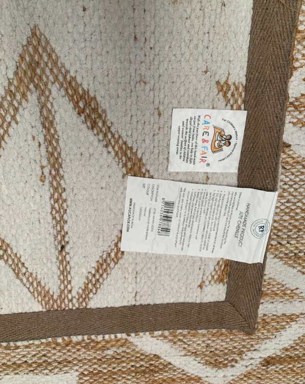 Gangloper vloerkleed jute witte chenille 80x200 - depauwwonen