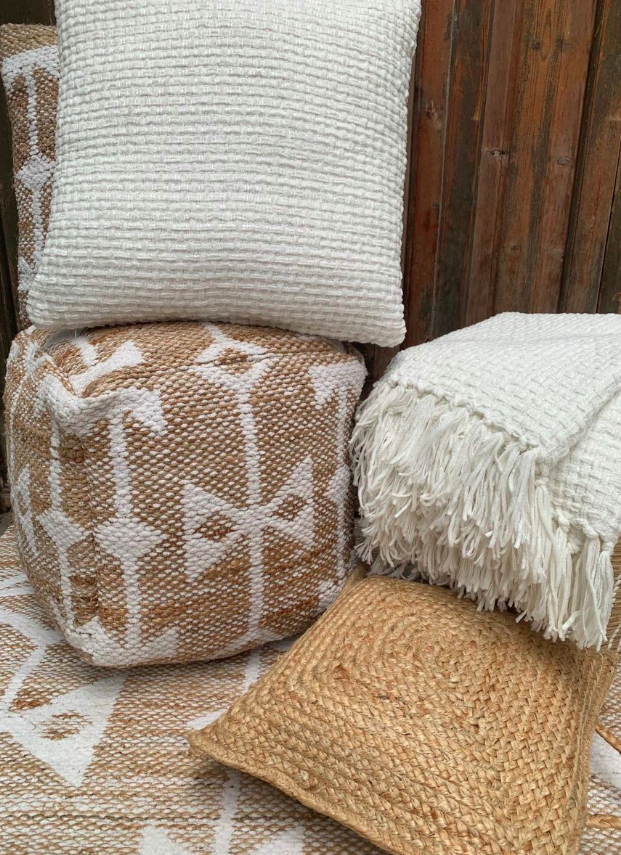 Gangloper vloerkleed jute witte chenille 80x200 - depauwwonen