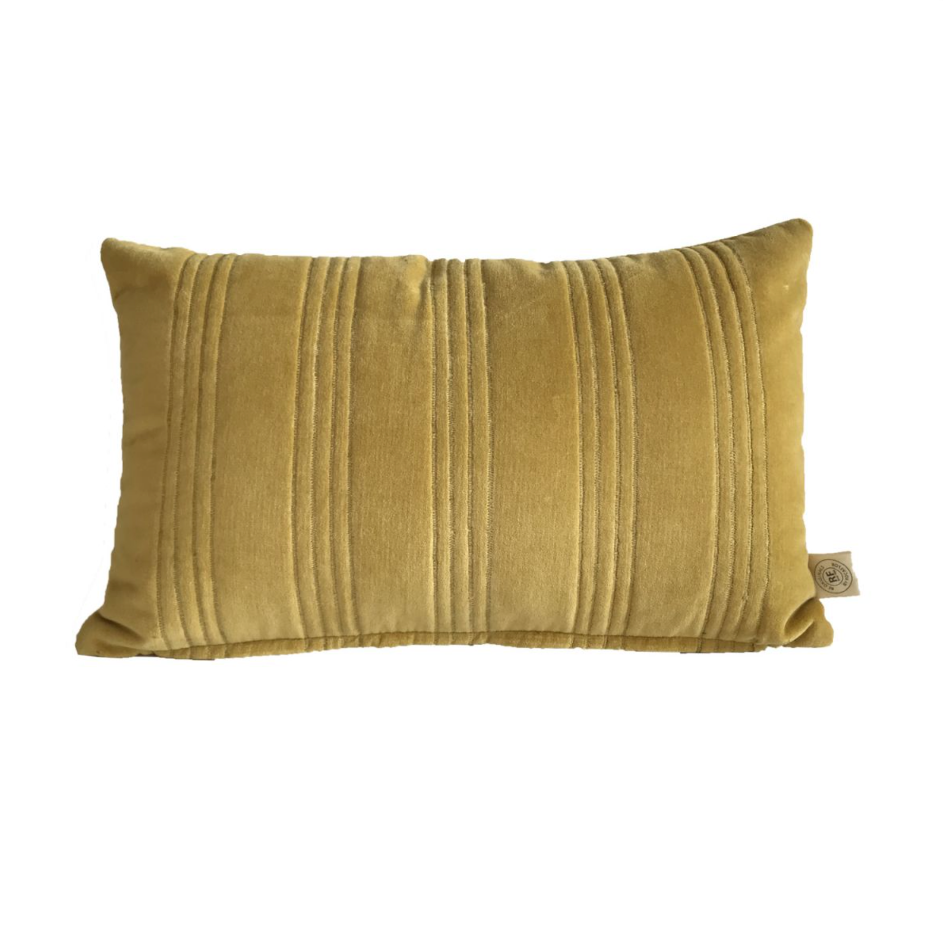 Kussen Velours Oker met Gouden stiksel 50x30cm - depauwwonen