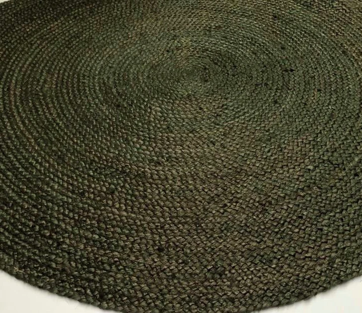 Rond vloerkleed gevlochten jute Bosgroen in 2 maten by Rocaflor