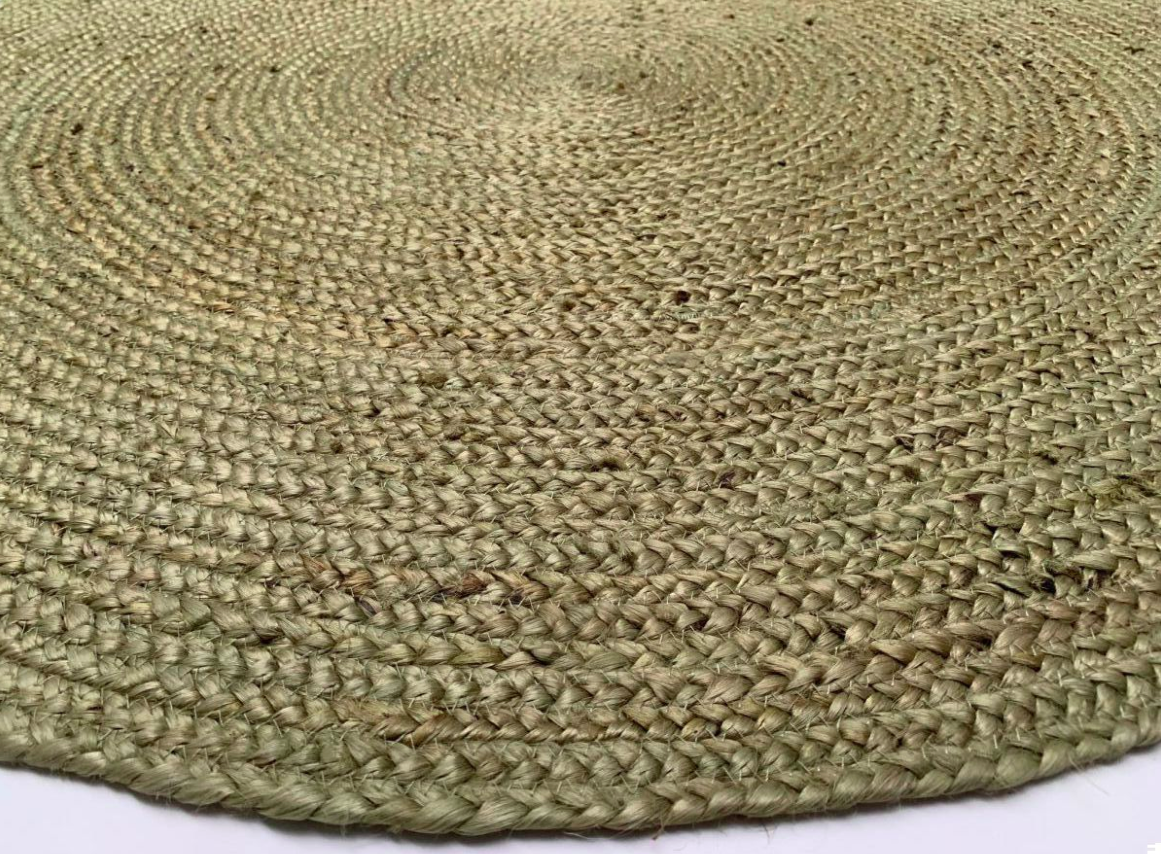 Rond vloerkleed gevlochten jute Olijfgroen in 3 maten - depauwwonen