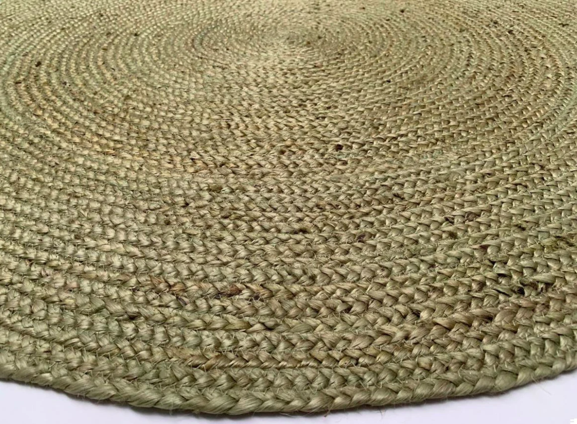 Rond vloerkleed gevlochten jute Olijfgroen in 3 maten by Rocaflor