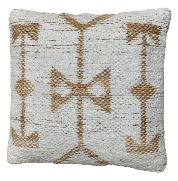 Kussen witte chenille jute 50x50 by Rocaflor