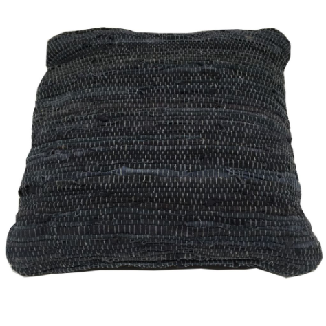 Kussen recycled leer dubbelzijdig Marine by Rocaflor