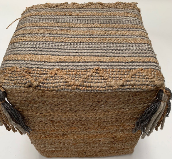 Poef Naturel Jute Wol grijs - depauwwonen