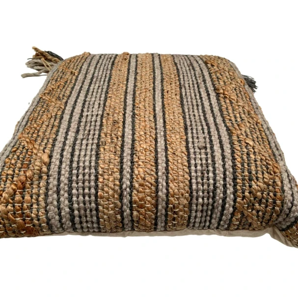 Kussen Naturel Jute Wol grijs by Rocaflor