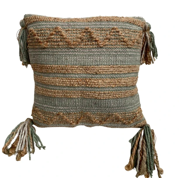 Kussen Naturel Jute Wol Sage by Rocaflor